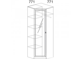 Угловой шкаф с зеркалом для прихожей Инна 621 светлый